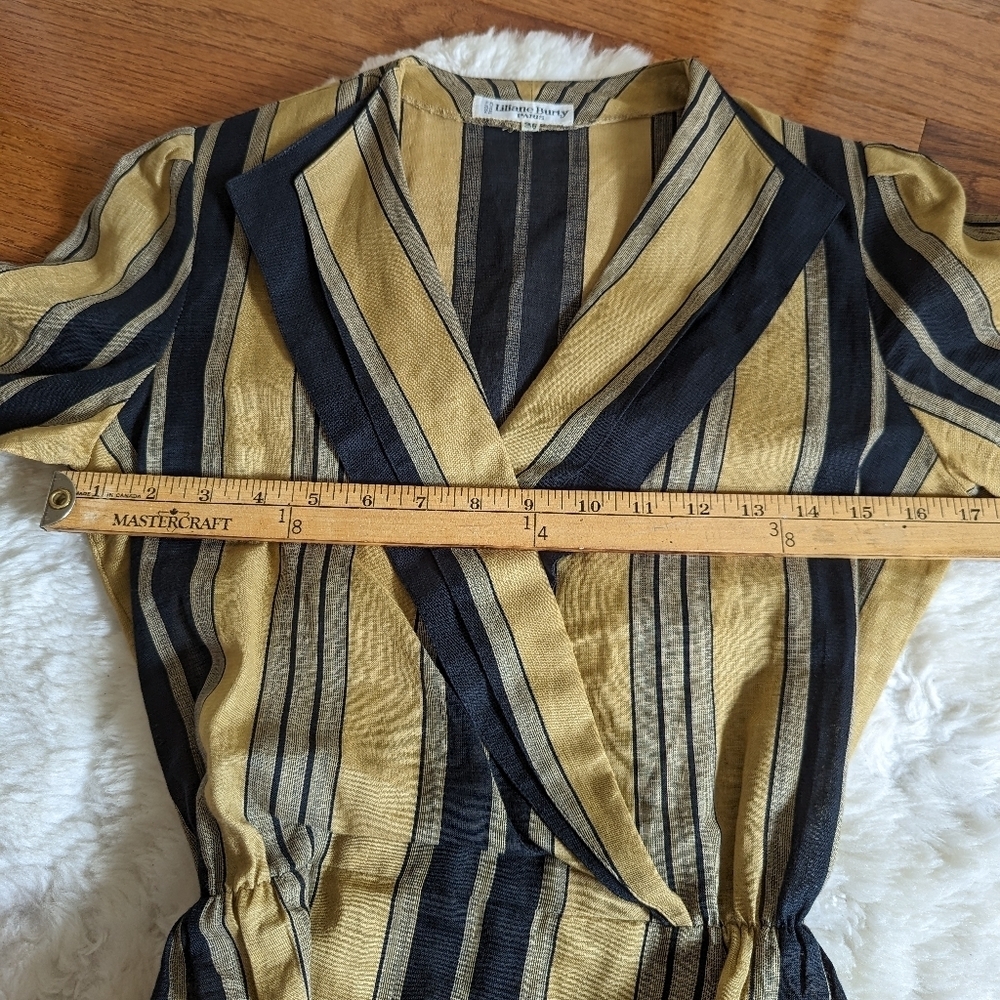 Vintage Liliane burty linen cotton blend striped dress xs small - Picture 10 of 13